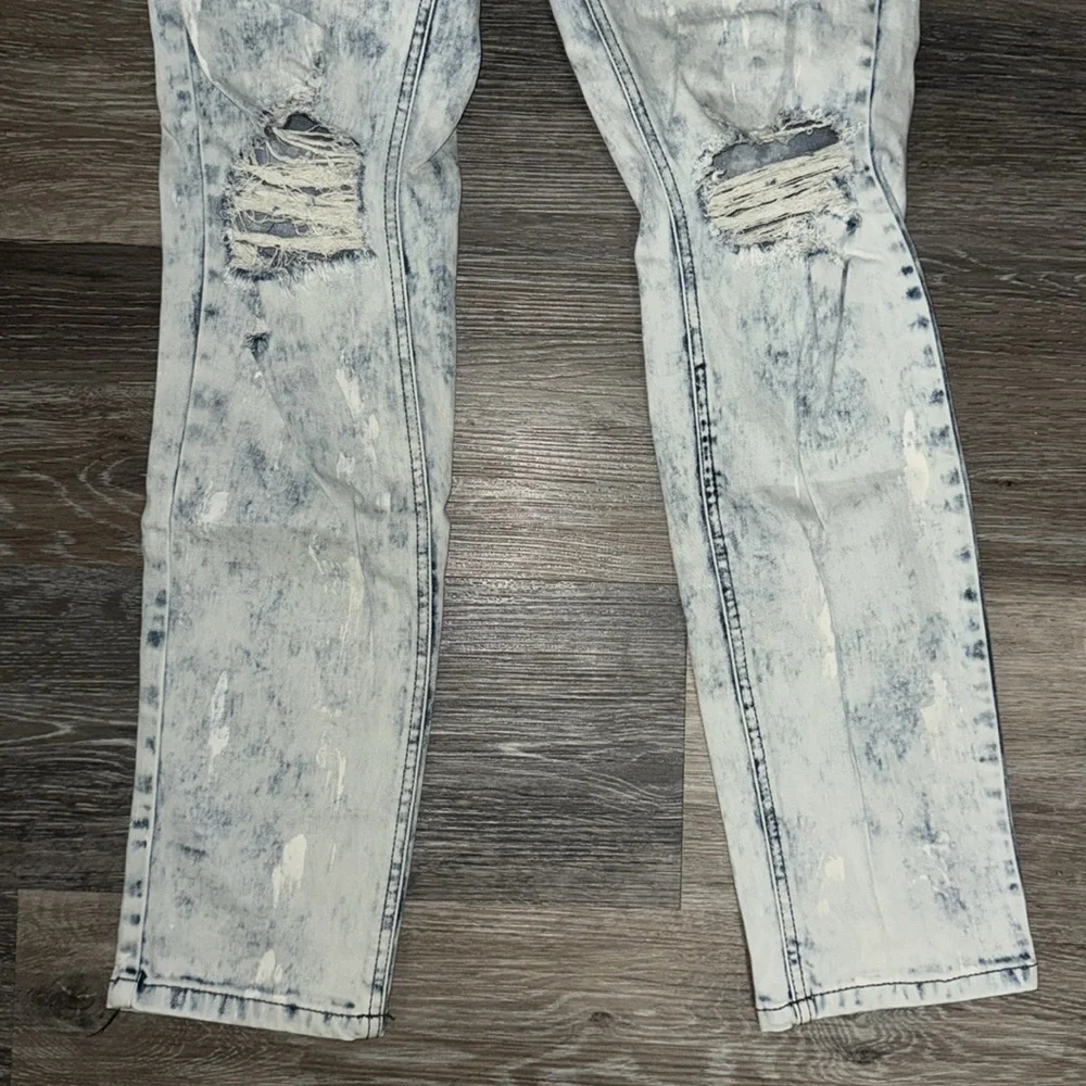 Hyper Denim Distressed Acid Wash Skinny Jeans